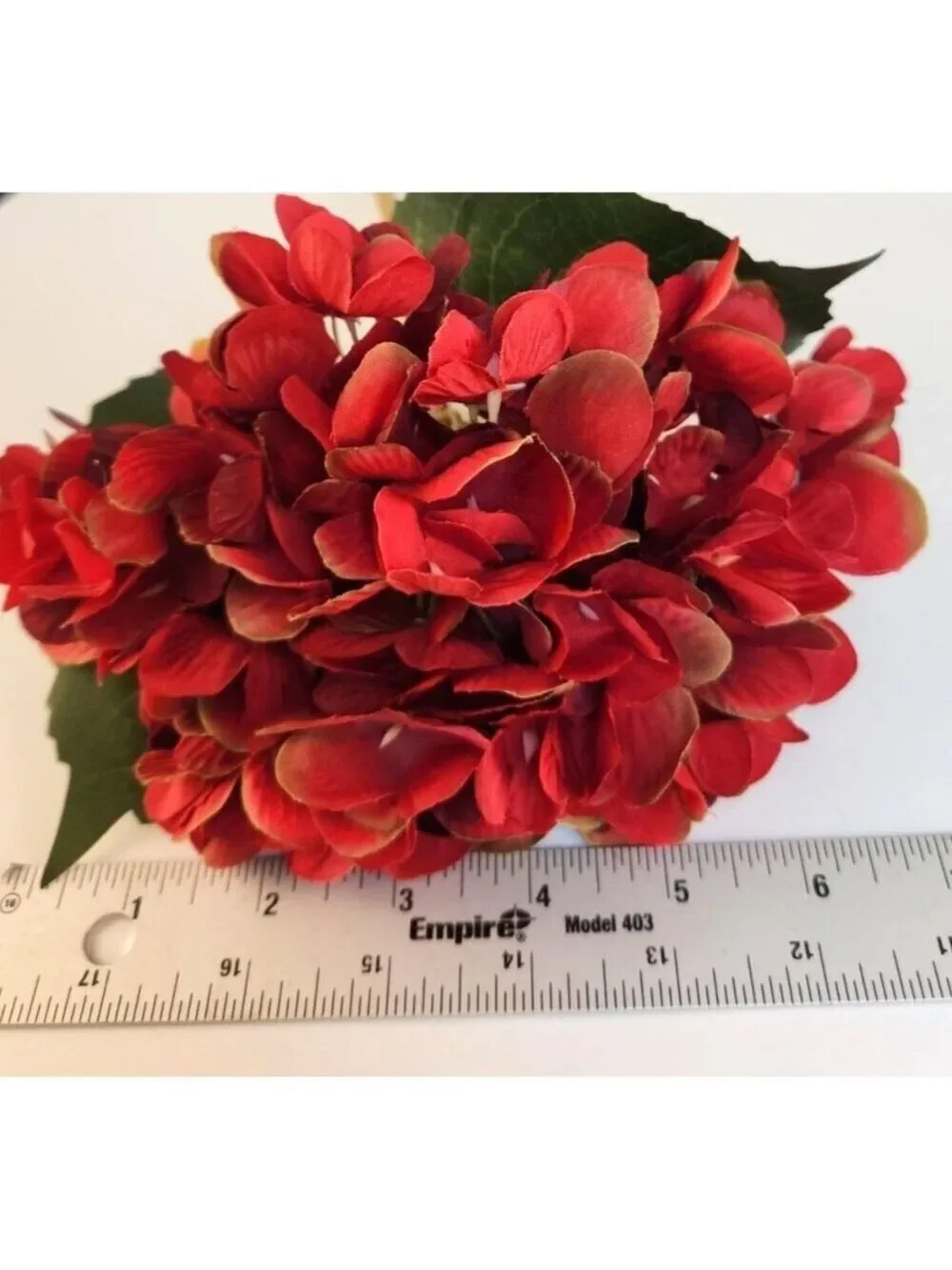 Red Artificial Hydrangea Stem Silk Flower Deep Red Faux Floral Wedding Decor